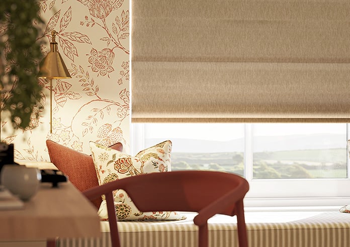 Genoa Faux Silk (Blackout), Gold Shimmer - Motorised Roman Blind - Image 5